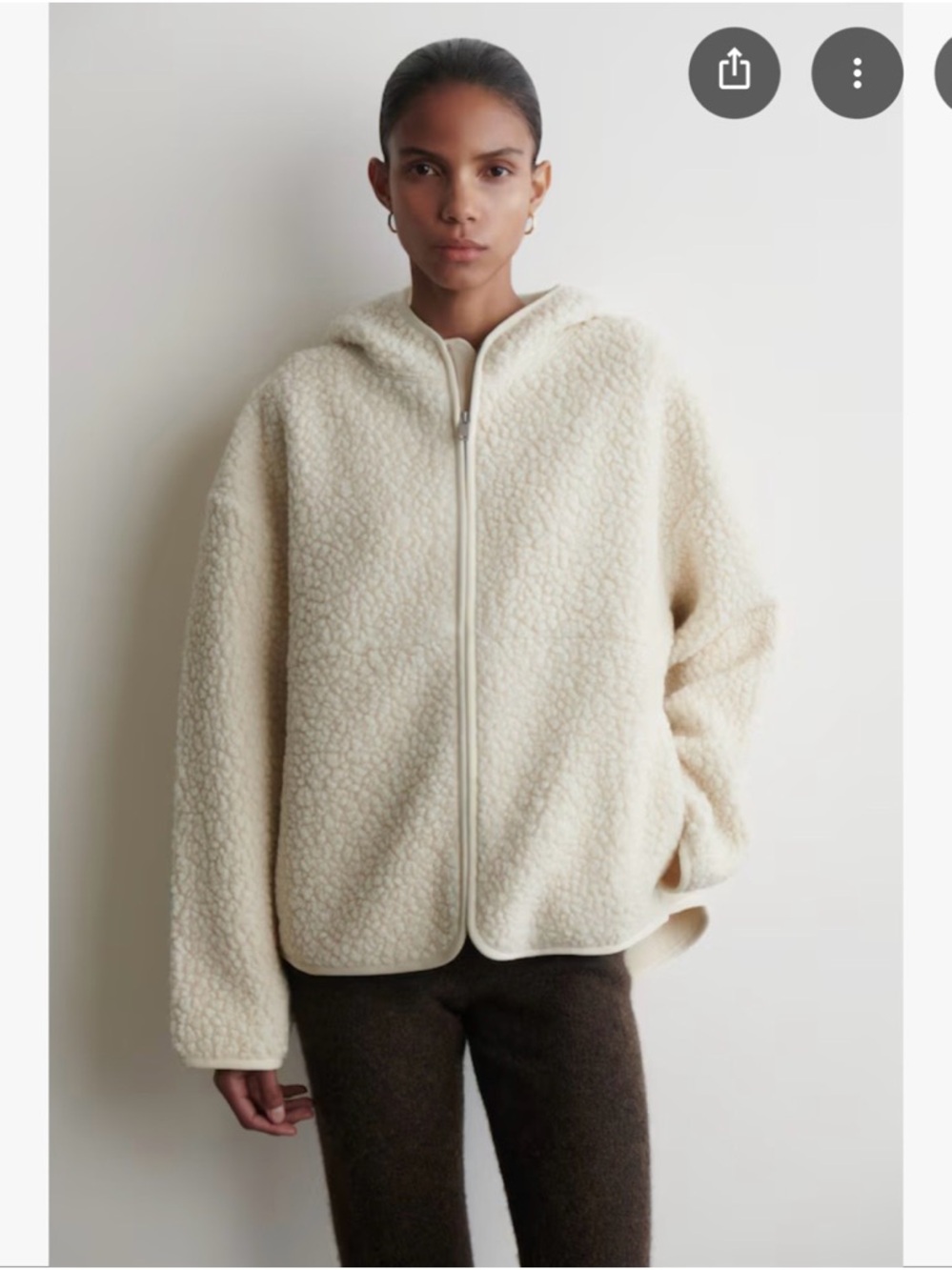 COS Cream Hooded Teddy Jacket - Picture 4 of 4